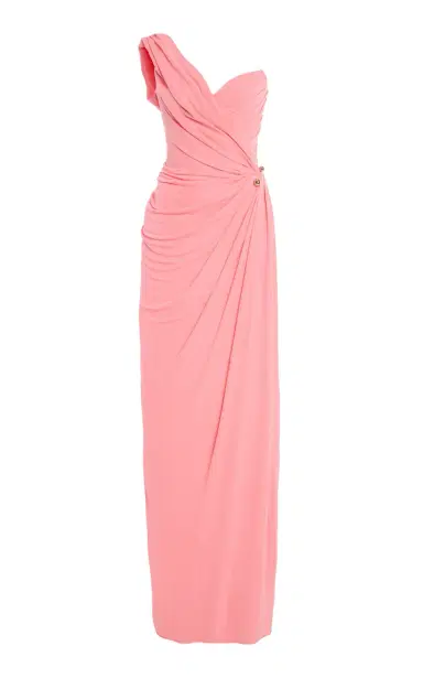MONIQUE LHUILLIER Asymmetric Draped One Shoulder Gown | Thumbnail 2