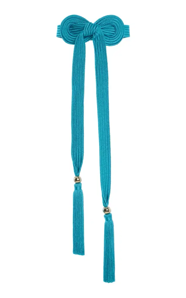 Trapunto Satin Bow Belt