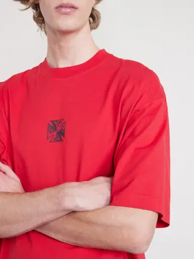 Vetements Biker Cross Logo-Print Cotton-Jersey T-Shirt - Men | Thumbnail 4 Vetements Biker Cross Logo-Print Cotton-Jersey T-Shirt - Men | Thumbnail 4