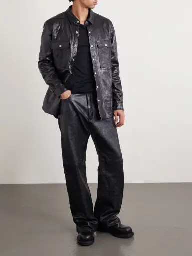Rick Owens Textured Leather Overshirt - Men | Thumbnail 2