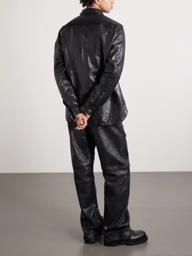 Rick Owens Textured Leather Overshirt - Men | Thumbnail 4