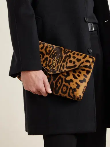 Saint Laurent Logo-Appliquéd Leopard-Print Calf Hair Pouch - Men | Thumbnail 6