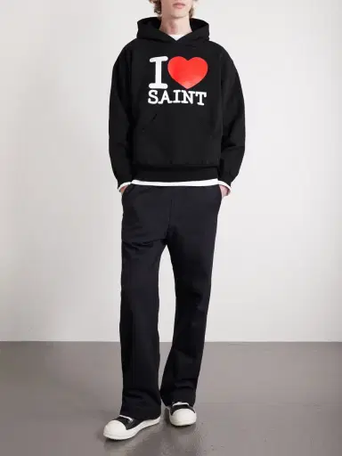 SAINT Mxxxxxx I Love Saint Logo-Print Cotton-Jersey Hoodie - Men | Thumbnail 2
