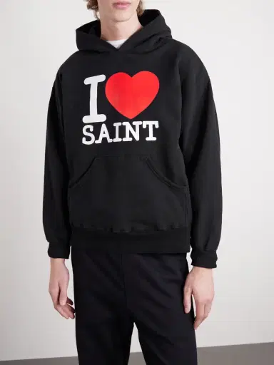 SAINT Mxxxxxx I Love Saint Logo-Print Cotton-Jersey Hoodie - Men | Thumbnail 3