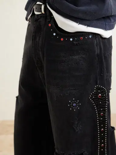 AMIRI Straight-Leg Distressed Studded Jeans - Men | Thumbnail 5 AMIRI Straight-Leg Distressed Studded Jeans - Men | Thumbnail 5