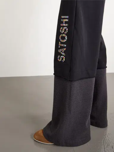 Satoshi Nakamoto Wide-Leg Logo-Embellished Cotton-Jersey and Waffle-Knit Sweatpants - Men | Thumbnail 5
