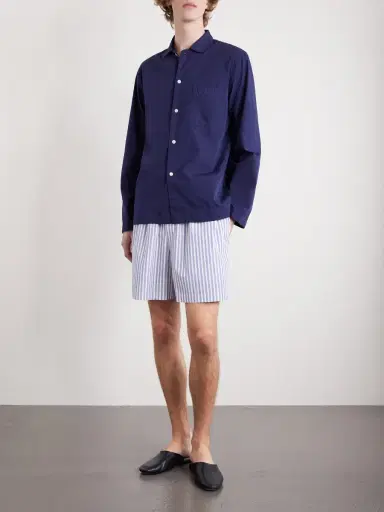 Tekla Straight-Leg Striped Organic Cotton-Poplin Shorts - Men | Thumbnail 2 Tekla Straight-Leg Striped Organic Cotton-Poplin Shorts - Men | Thumbnail 2