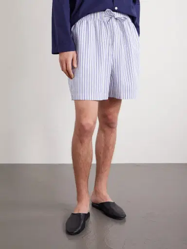 Tekla Straight-Leg Striped Organic Cotton-Poplin Shorts - Men | Thumbnail 3 Tekla Straight-Leg Striped Organic Cotton-Poplin Shorts - Men | Thumbnail 3