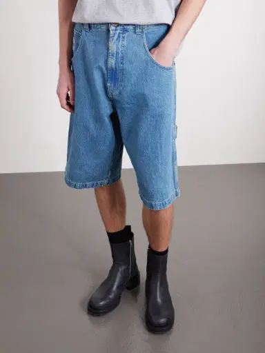 Vetements Biker Cross Wide-Leg Embroidered Denim Shorts - Men | Thumbnail 3 Vetements Biker Cross Wide-Leg Embroidered Denim Shorts - Men | Thumbnail 3