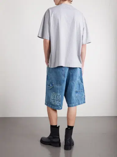 Vetements Biker Cross Wide-Leg Embroidered Denim Shorts - Men | Thumbnail 4 Vetements Biker Cross Wide-Leg Embroidered Denim Shorts - Men | Thumbnail 4