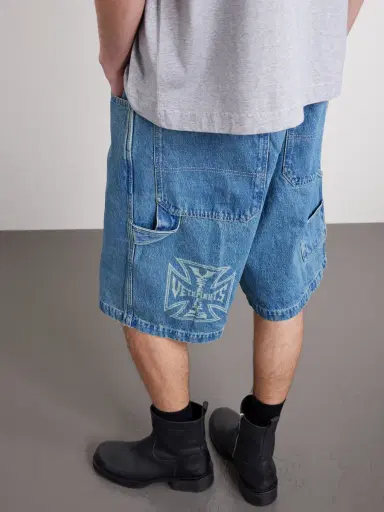 Vetements Biker Cross Wide-Leg Embroidered Denim Shorts - Men | Thumbnail 5 Vetements Biker Cross Wide-Leg Embroidered Denim Shorts - Men | Thumbnail 5