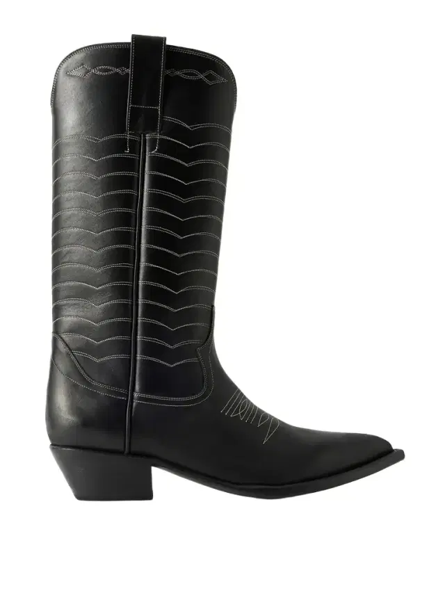 Split Ends Embroidered Leather Boots - Men