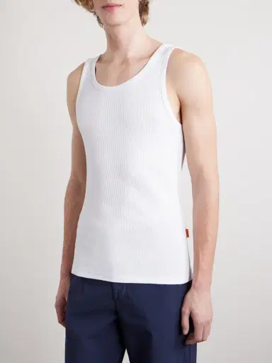Barena Ribbed Cotton-Blend Jersey Tank Top - Men | Thumbnail 3