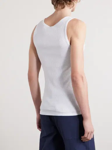 Barena Ribbed Cotton-Blend Jersey Tank Top - Men | Thumbnail 4