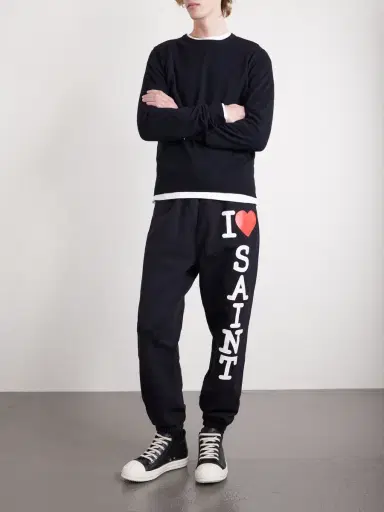 SAINT Mxxxxxx I Love Saint Tapered Printed Cotton-Jersey Sweatpants - Men | Thumbnail 2