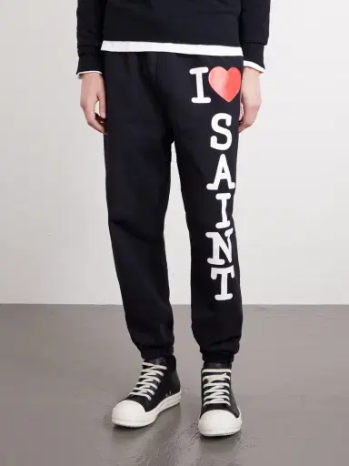 SAINT Mxxxxxx I Love Saint Tapered Printed Cotton-Jersey Sweatpants - Men | Thumbnail 3
