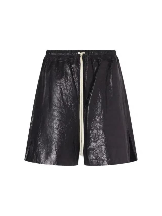 Rick Owens Wide-Leg Textured Leather Drawstring Shorts - Men