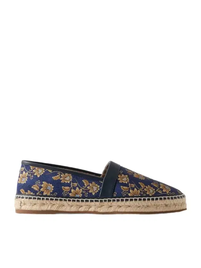 Nerano Leather-Trimmed Silk-Jacquard Espadrilles - Men