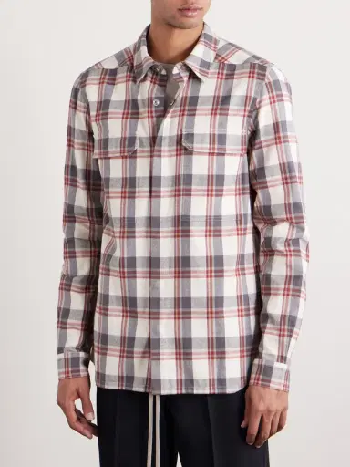 Rick Owens Checked Cotton-Flannel Shirt - Men | Thumbnail 3 Rick Owens Checked Cotton-Flannel Shirt - Men | Thumbnail 3