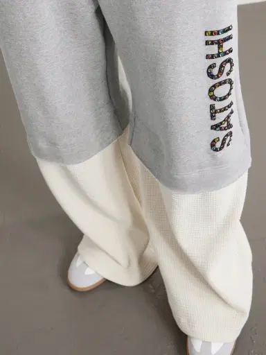 Satoshi Nakamoto Wide-Leg Logo-Embellished Cotton-Jersey and Waffle-Knit Sweatpants - Men | Thumbnail 5