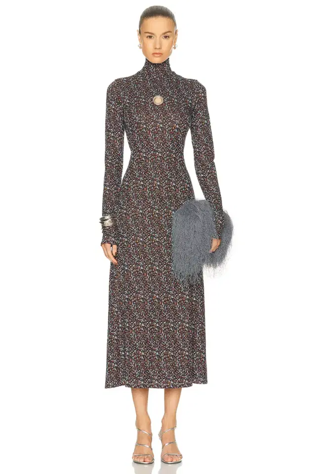 RABANNE Soft Volume Turtleneck Maxi Dress