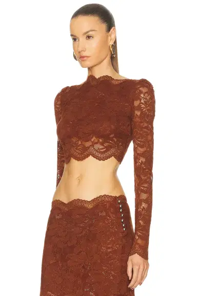 Rabanne Lace Off Shoulder Top | Thumbnail 2