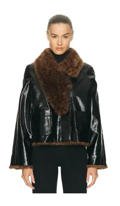 REVOLVE x JJ Revolve X JJ Pu Leopard Print Jacket | Thumbnail 1 REVOLVE x JJ Revolve X JJ Pu Leopard Print Jacket | Thumbnail 1