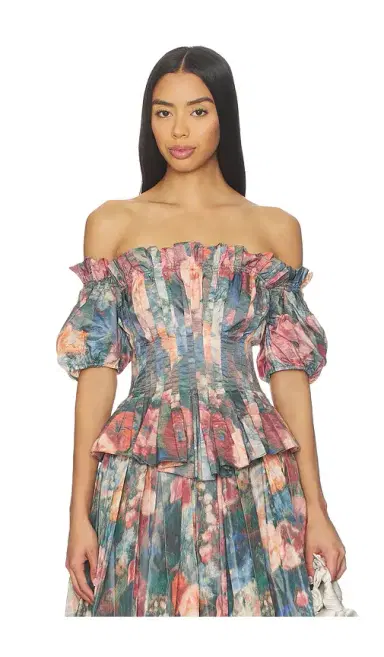 Prabal Gurung Off Shoulder Ruched Blouse | Thumbnail 1 Prabal Gurung Off Shoulder Ruched Blouse | Thumbnail 1