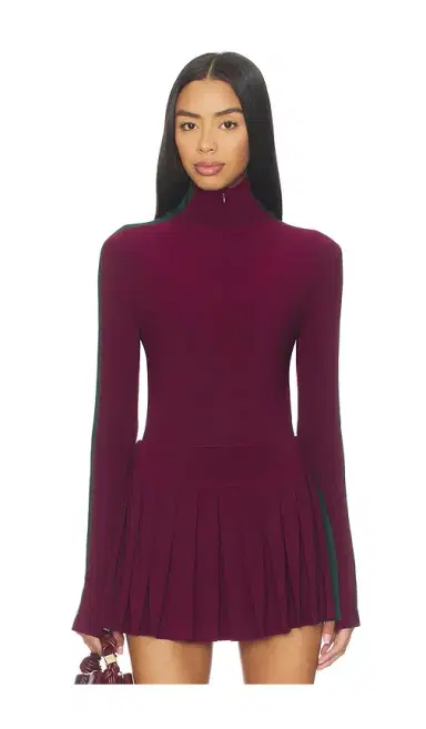 Norma Kamali Side Stripe Turtleneck Bodysuit | Thumbnail 1 Norma Kamali Side Stripe Turtleneck Bodysuit | Thumbnail 1