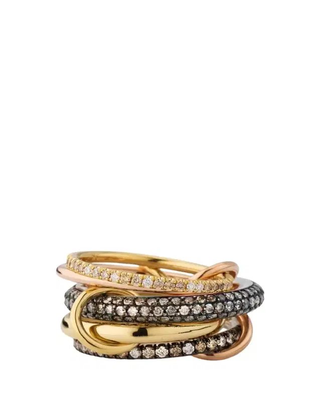 Leo 18k 2-Tone 5-Link Ring w/ Diamonds