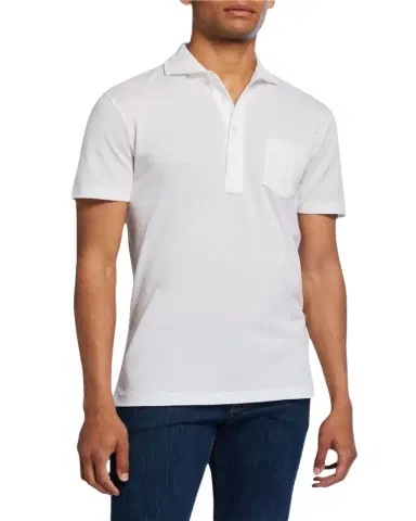 Ralph Lauren Purple Label Men's Jersey Pocket Polo Shirt, White | Thumbnail 1