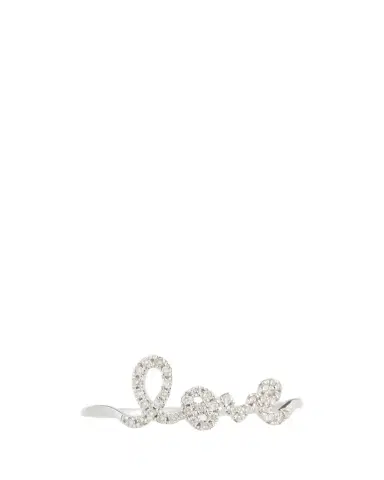 Sydney Evan 14k White Gold Diamond Love Script Ring, Size 6.5 | Thumbnail 1