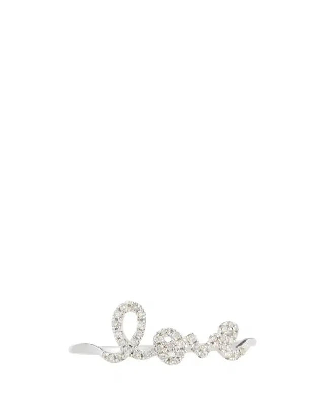 Sydney Evan 14k White Gold Diamond Love Script Ring, Size