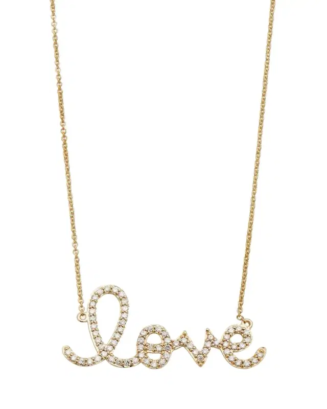 Sydney Evan Large 14k Yellow Gold & Diamond Love Necklace