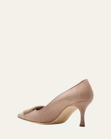 Manolo Blahnik Maysale Suede Pointed-Toe Buckle Pumps | Thumbnail 4