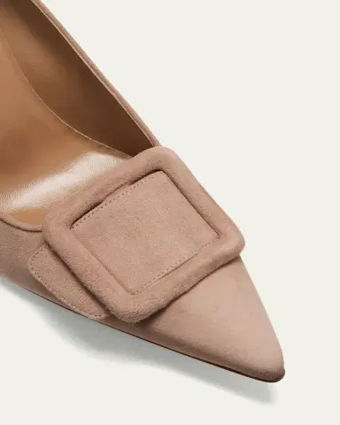 Manolo Blahnik Maysale Suede Pointed-Toe Buckle Pumps | Thumbnail 5