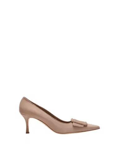 Manolo Blahnik Maysale Suede Pointed-Toe Buckle Pumps | Thumbnail 1