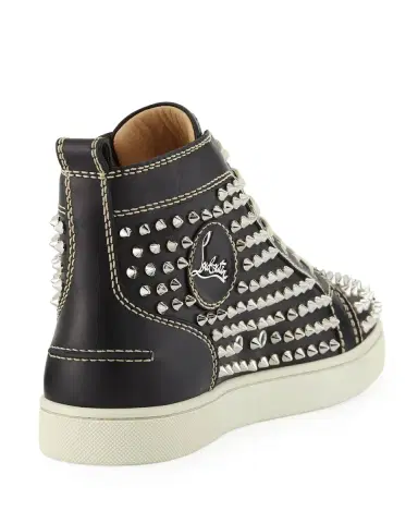 Christian Louboutin Men's Louis Mid-Top Spiked Leather Sneakers | Thumbnail 5