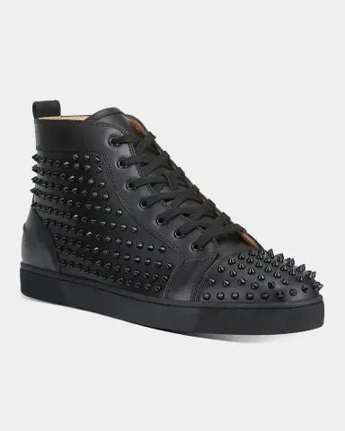 Christian Louboutin Men's Louis Mid-Top Spiked Leather Sneakers | Thumbnail 6