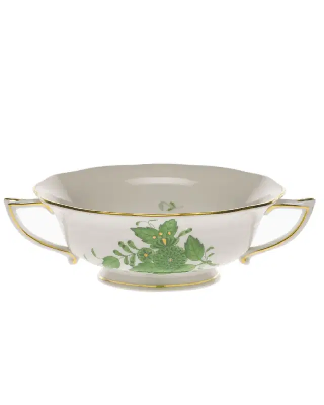 Herend Chinese Bouquet Green Cream Soup Cup