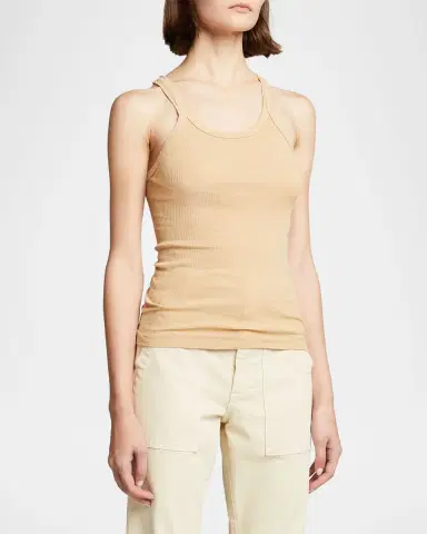 RE/DONE Ribbed Scoop-Neck Fitted Tank | Thumbnail 3