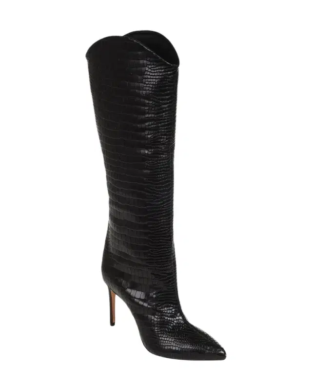 Schutz Maryana Snake-Print Leather Knee Boots