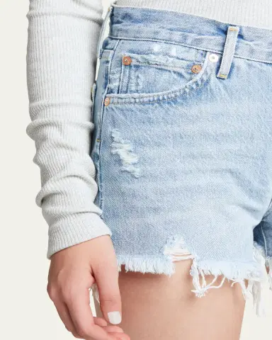 AGOLDE Parker Vintage Frayed-Hem Denim Shorts | Thumbnail 10