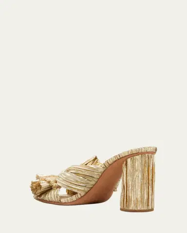 Loeffler Randall Penny Pleated Metallic Slide Sandals | Thumbnail 4