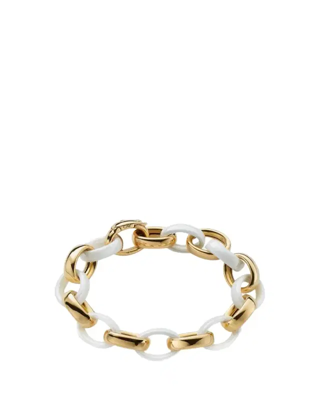 Yellow Gold & White Ceramic Link Bracelet