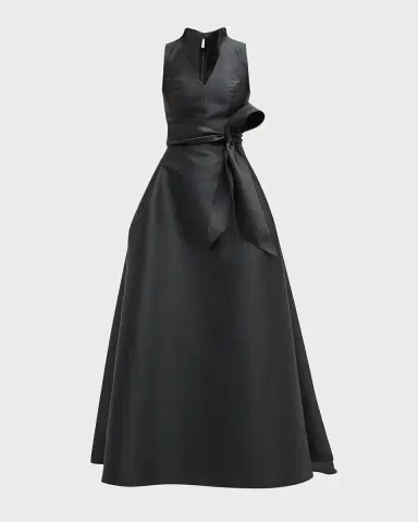Carolina Herrera Satin V-Neck Gown | Thumbnail 2