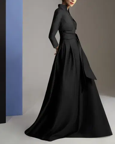 Carolina Herrera Satin V-Neck Gown | Thumbnail 5