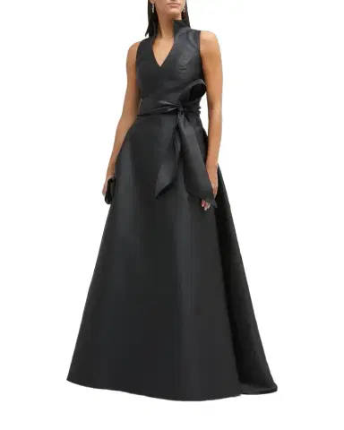 Carolina Herrera Satin V-Neck Gown | Thumbnail 1