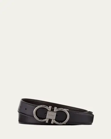 Ferragamo Men's Double-Gancini Reversible Leather Belt | Thumbnail 2 Ferragamo Men's Double-Gancini Reversible Leather Belt | Thumbnail 2