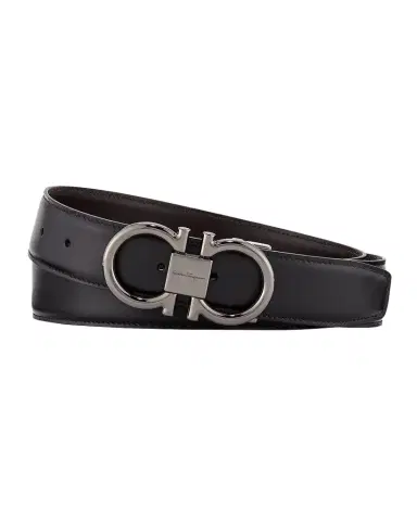 Ferragamo Men's Double-Gancini Reversible Leather Belt | Thumbnail 1 Ferragamo Men's Double-Gancini Reversible Leather Belt | Thumbnail 1